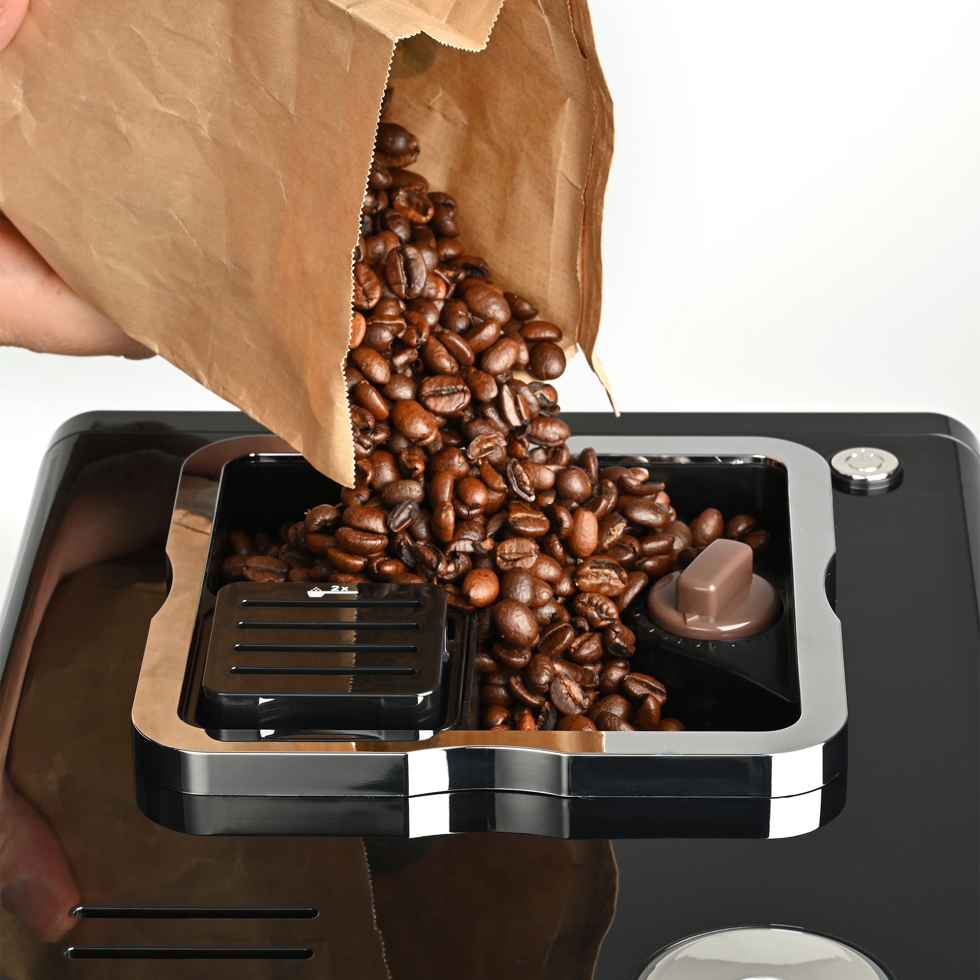 TRU Automatic Espresso and Coffee Machine with 24 Customizable Preset Beverages, 4.5" Digital Touchscreen, Integrated Grinder, and Removable Milk Tank